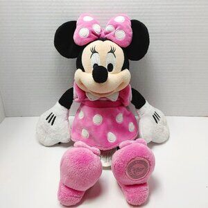 Disney Store Minnie Mouse Genuine Original Pink Polka Dots Dress 15in Plush